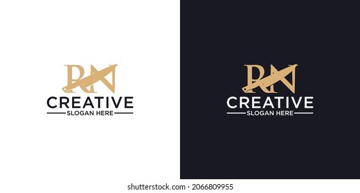 Letter RN knife restaurant logo design