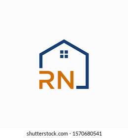 letter RN with Line House Logo template. home initial R N concept. Construction logo template, Home and Real Estate icon. Housing Complex Simple Vector Logo Template. - vector