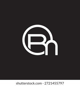 letter rn linked geometric line loop circle round logo vector 