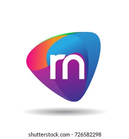 Letter RN logo with colorful splash background, letter combination logo design for creative industry, web, business and company.