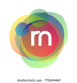 Letter RN logo with colorful splash background, letter combination logo design for creative industry, web, business and company.
