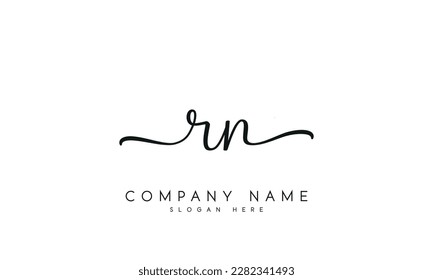 letter RN logo design handwriting signature style vector template.