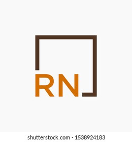 Letter RN Logo design with square frame line art. business consulting concept. studio,room,group icon. Suitable for business, consulting group company. - vector