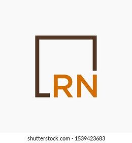 Letter RN Logo design with square frame line art. business consulting concept. studio,room,group icon. Suitable for business, consulting group company. - vector