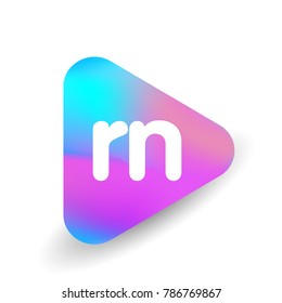 Letter RN logo in triangle shape and colorful background, letter combination logo design for business and company identity.
