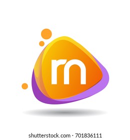 Letter RN logo in triangle splash and colorful background.