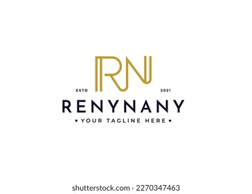 Letter RN minimalist logo with clean and elegant lines style design vector illustration