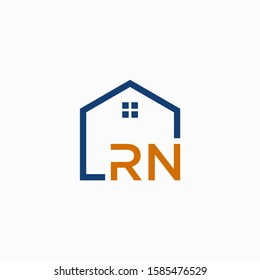 letter RN with  Real Estate element. home initial R N concept. Construction logo template, Home and Real Estate icon. Housing Complex Simple Vector Logo Template. - vector]