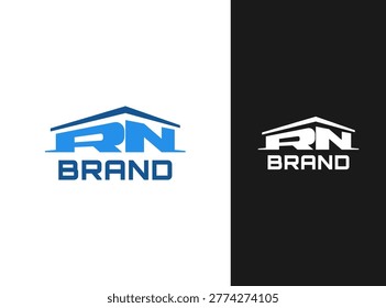 Letter RN Roofing Logo Design