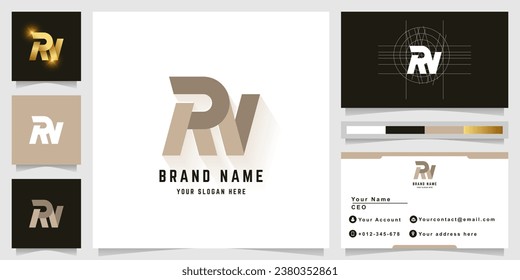 Letter RN or RV monogram logo with business card design