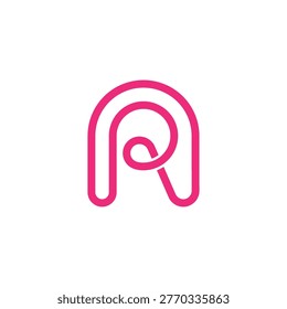 letter rn simple curves overlap lines geometric logo vector 
