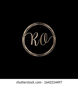 Letter RO logo design with handwriting concept. Creative fashion logo design, couple letter , beauty icon.  Logo with hand drawn style for wedding concept -vector