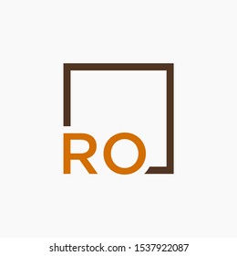 Letter RO Logo design with square frame line art. business consulting concept. studio,room,group icon. Suitable for business, consulting group company. - vector