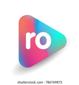 Letter RO logo in triangle shape and colorful background, letter combination logo design for business and company identity.
