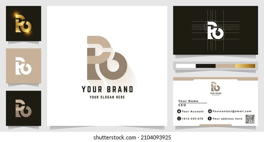 Logotipo de letra o monograma de Po con diseño de tarjeta de visita