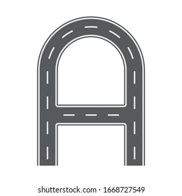 A letter for Road or street font. Flat and solid color vector illustration.