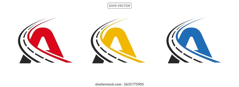 Um modelo de design criativo do logotipo da estrada da carta no fundo transparente  