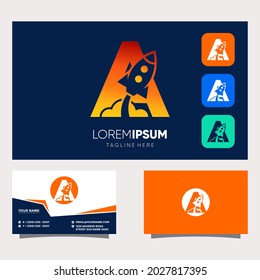 Letter A Rocket Initial Logo Design Vector Graphic Icon Illustration
