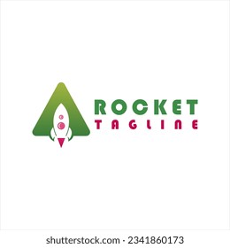 Letter A with Rocket Launch logo design concept