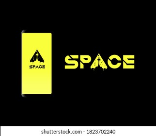 letter A with Rocket launched in negative space .icon vector logo designs.