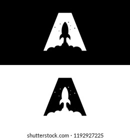 A Letter Rocket Logo