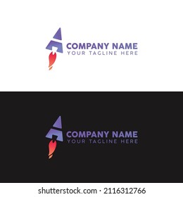 Diseño de logotipo de cohete Carta A