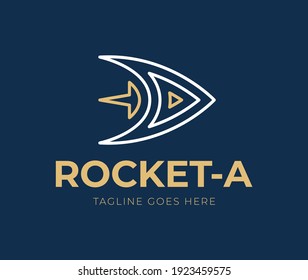 Letter A Rocket Logo Design Element. vector rocket launch with triangle logo, letter A with rocket logo template