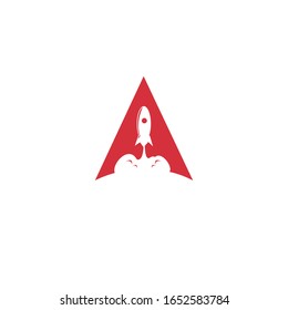 Letter A Rocket Logo Design. Letter A Logo With Rocket Launch Inside.
