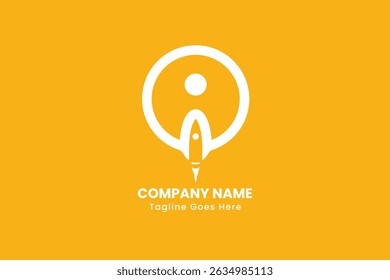 Letter A rocket logo design, rocket launch logo vector with yellow background