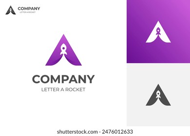 Letter a with rocket logo icon design with rocket launch graphic idea for astronomy, astronaut logo concept