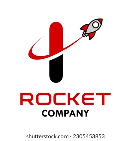 Letter i with rocket logo vector design illustration. Suitable for app icon, technology, education, corporate identity.