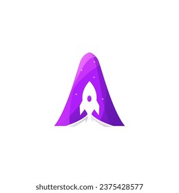 Letter A Rocket Modern Logo Vector Design Template