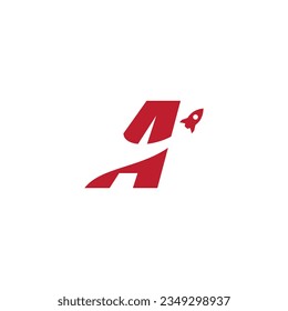 Buchstaben A und Raketentexter, Vektorgrafik für ein Symbol, Symbol oder Logo. Logo für Initialen