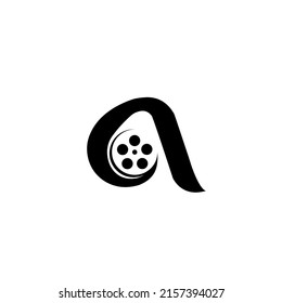 letter A and roll film logo design