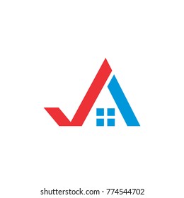 A Letter or Roof Checkmark logo design