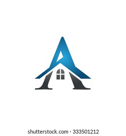 A letter roof shape logo blue