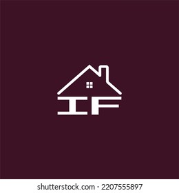 IF letter roof shape logo for real estate with house icon design