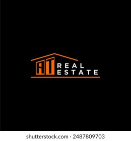 AT letter roof shape logo for real estate with house icon design