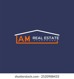 AM letter roof shape logo for real estate with house icon design