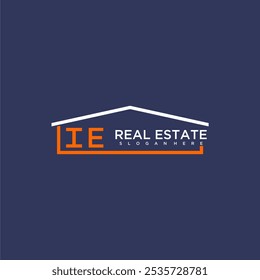 IE letter roof shape logo for real estate with house icon design