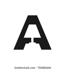 letter A and room lamp. vector logo.