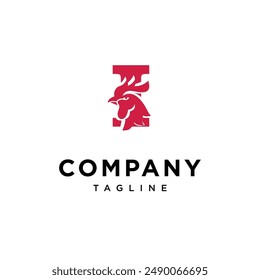 Letra I Vector de logotipo de cabeza de gallo