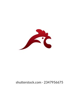 Letter A Rooster Logo Design. Rooster Abstract Logo. Chicken head Logo