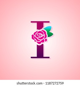 Letter I with Rose Flower for beauty and fashion logo