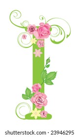 Letter I with roses for design
