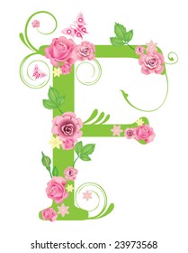 Letter A with roses for design