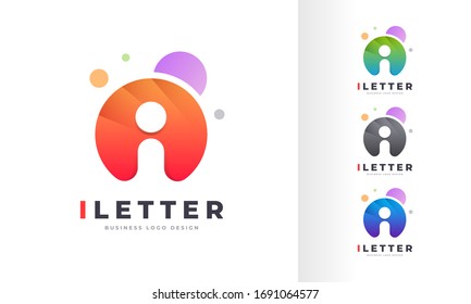 Letter I Round Circle Colorful Bubble Logo Design Template