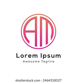 letter am round shape logo design