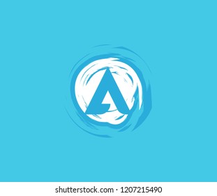 Letter A Rounded Grunge Splash Element Logo Design