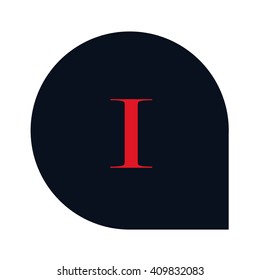 letter I rounded square shape icon logo red